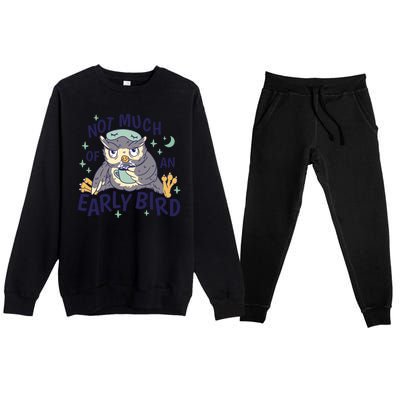 Not Much Of An Early Bird Owl Premium Crewneck Sweatsuit Set