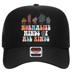 Normalize Minds Of All Kinds Groovy Retro Autism Awareness High Crown Mesh Back Trucker Hat