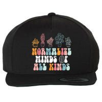 Normalize Minds Of All Kinds Groovy Retro Autism Awareness Wool Snapback Cap