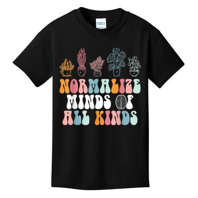 Normalize Minds Of All Kinds Groovy Retro Autism Awareness Kids T-Shirt