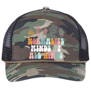 Normalize Minds Of All Kinds Groovy Retro Autism Awareness Retro Rope Trucker Hat Cap