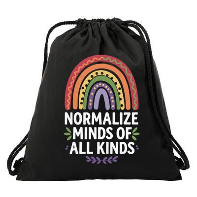 Normalize Minds Of All Kinds Autism Support Rainbow Drawstring Bag