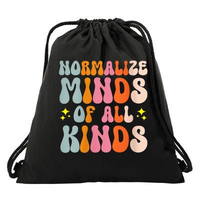Normalize Minds Of All Kinds Autism Support Groovy Drawstring Bag