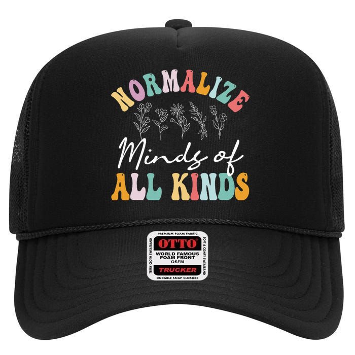 Normalize Minds Of All Kinds Autism Awereness High Crown Mesh Back Trucker Hat