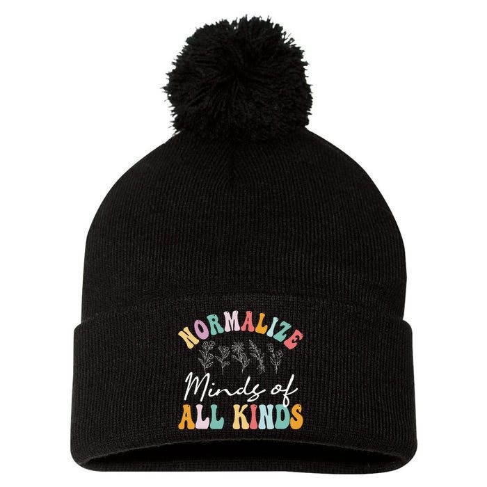 Normalize Minds Of All Kinds Autism Awereness Pom Pom 12in Knit Beanie