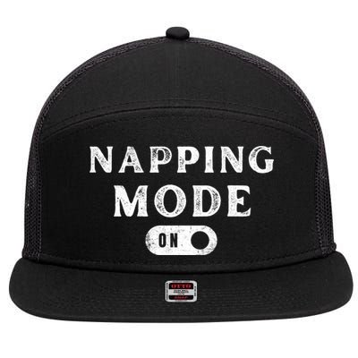 Napping Mode On 7 Panel Mesh Trucker Snapback Hat