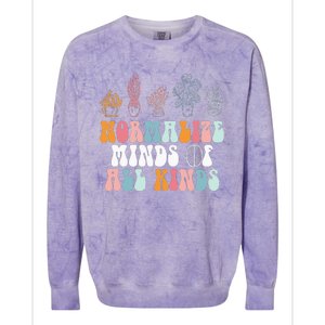 Normalize Minds Of All Kinds Groovy Retro Autism Awareness Colorblast Crewneck Sweatshirt