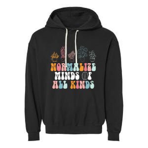 Normalize Minds Of All Kinds Groovy Retro Autism Awareness Garment-Dyed Fleece Hoodie