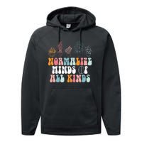 Normalize Minds Of All Kinds Groovy Retro Autism Awareness Performance Fleece Hoodie