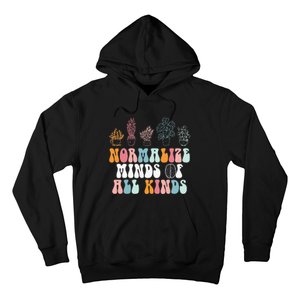 Normalize Minds Of All Kinds Groovy Retro Autism Awareness Hoodie