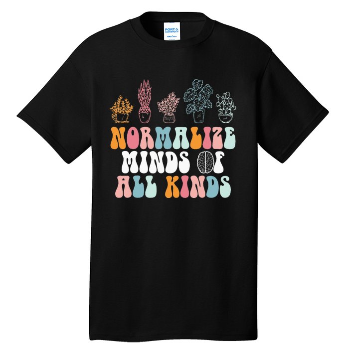 Normalize Minds Of All Kinds Groovy Retro Autism Awareness Tall T-Shirt