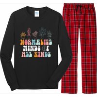 Normalize Minds Of All Kinds Groovy Retro Autism Awareness Long Sleeve Pajama Set