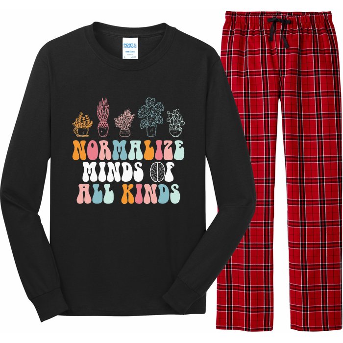 Normalize Minds Of All Kinds Groovy Retro Autism Awareness Long Sleeve Pajama Set