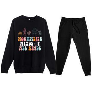 Normalize Minds Of All Kinds Groovy Retro Autism Awareness Premium Crewneck Sweatsuit Set