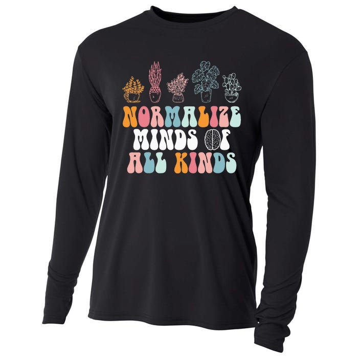 Normalize Minds Of All Kinds Groovy Retro Autism Awareness Cooling Performance Long Sleeve Crew