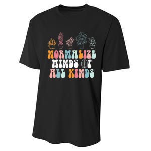 Normalize Minds Of All Kinds Groovy Retro Autism Awareness Performance Sprint T-Shirt