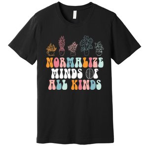 Normalize Minds Of All Kinds Groovy Retro Autism Awareness Premium T-Shirt