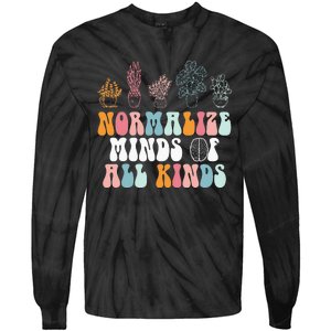 Normalize Minds Of All Kinds Groovy Retro Autism Awareness Tie-Dye Long Sleeve Shirt