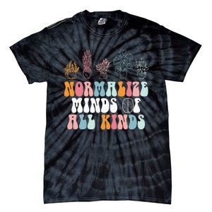 Normalize Minds Of All Kinds Groovy Retro Autism Awareness Tie-Dye T-Shirt