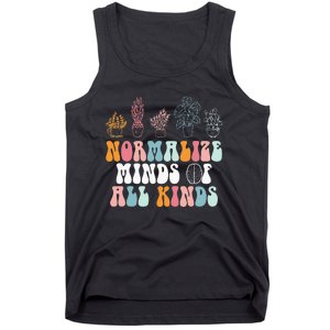 Normalize Minds Of All Kinds Groovy Retro Autism Awareness Tank Top