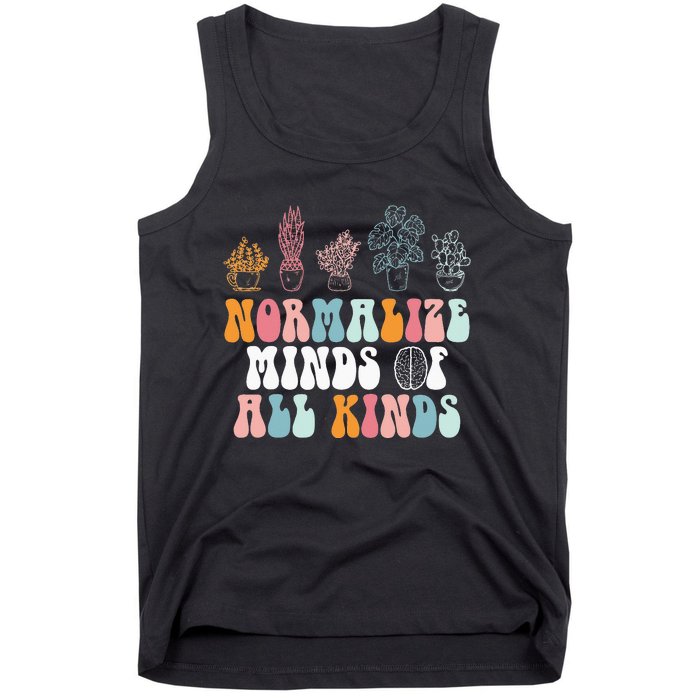 Normalize Minds Of All Kinds Groovy Retro Autism Awareness Tank Top