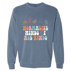 Normalize Minds Of All Kinds Groovy Retro Autism Awareness Garment-Dyed Sweatshirt