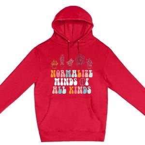 Normalize Minds Of All Kinds Groovy Retro Autism Awareness Premium Pullover Hoodie