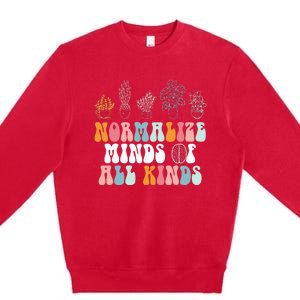 Normalize Minds Of All Kinds Groovy Retro Autism Awareness Premium Crewneck Sweatshirt