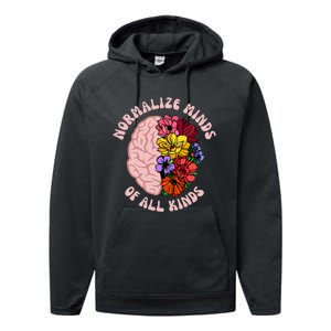 Normalize Minds Of All Kinds Autism Awareness Performance Fleece Hoodie