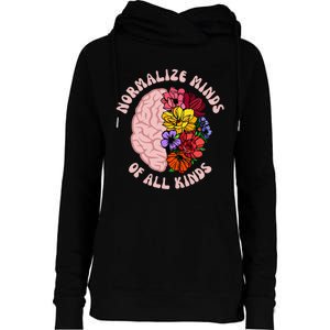 Normalize Minds Of All Kinds Autism Awareness Womens Funnel Neck Pullover Hood