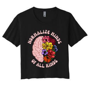 Normalize Minds Of All Kinds Autism Awareness Women's Crop Top Tee