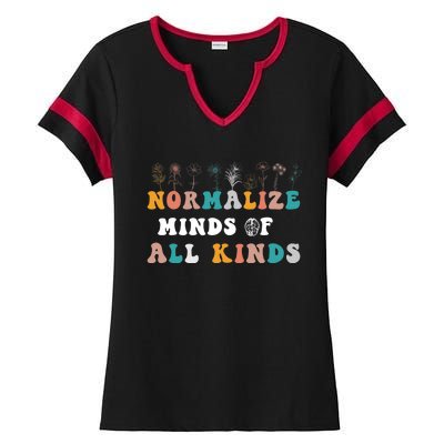 normalize minds of all kinds autism Awareness Ladies Halftime Notch Neck Tee