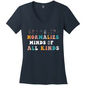 normalize minds of all kinds autism Awareness Women's V-Neck T-Shirt