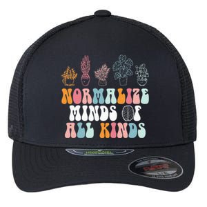 Normalize Minds Of All Kinds Groovy Retro Autism Awareness Flexfit Unipanel Trucker Cap