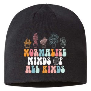 Normalize Minds Of All Kinds Groovy Retro Autism Awareness Sustainable Beanie