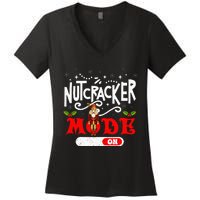 Nutcracker Mode On Dance Ballet Love Christmas Pajamas Gifts Women's V-Neck T-Shirt