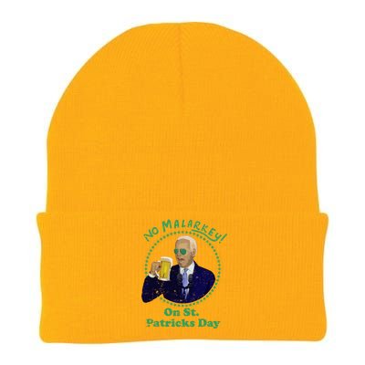 No Malarkey On St Patricks Day Joe Biden Beer Gift Knit Cap Winter Beanie