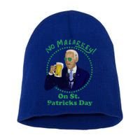 No Malarkey On St Patricks Day Joe Biden Beer Gift Short Acrylic Beanie