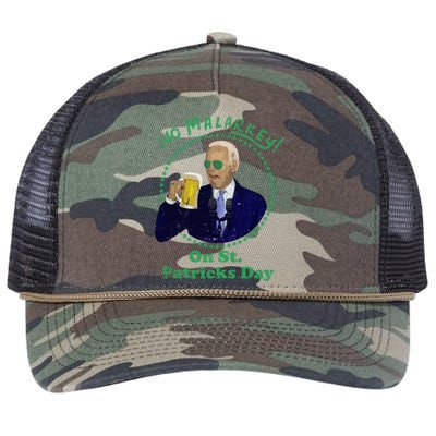 No Malarkey On St Patricks Day Joe Biden Beer Gift Retro Rope Trucker Hat Cap