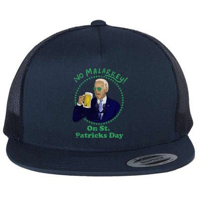 No Malarkey On St Patricks Day Joe Biden Beer Gift Flat Bill Trucker Hat