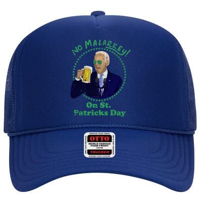 No Malarkey On St Patricks Day Joe Biden Beer Gift High Crown Mesh Back Trucker Hat