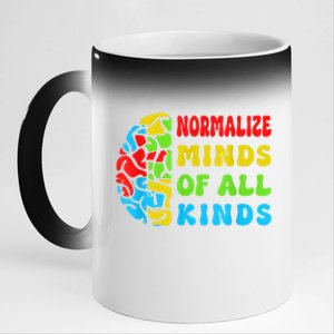 Normalize Minds Of All Kinds Autism Awereness Neurodiversity 11oz Black Color Changing Mug