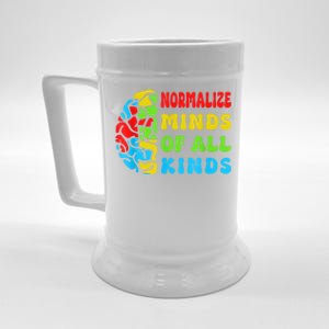 Normalize Minds Of All Kinds Autism Awereness Neurodiversity Beer Stein