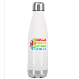 Normalize Minds Of All Kinds Autism Awereness Neurodiversity Stainless Steel Insulated Water Bottle