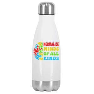 Normalize Minds Of All Kinds Autism Awereness Neurodiversity Stainless Steel Insulated Water Bottle