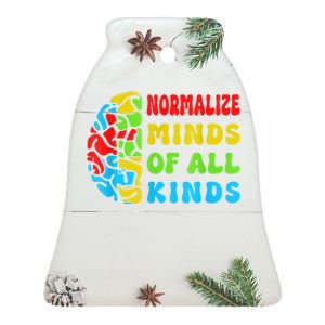 Normalize Minds Of All Kinds Autism Awereness Neurodiversity Ceramic Bell Ornament