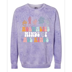 Normalize Minds Of All Kinds Groovy Retro Autism Awareness Colorblast Crewneck Sweatshirt