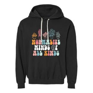 Normalize Minds Of All Kinds Groovy Retro Autism Awareness Garment-Dyed Fleece Hoodie