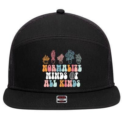 Normalize Minds Of All Kinds Groovy Retro Autism Awareness 7 Panel Mesh Trucker Snapback Hat