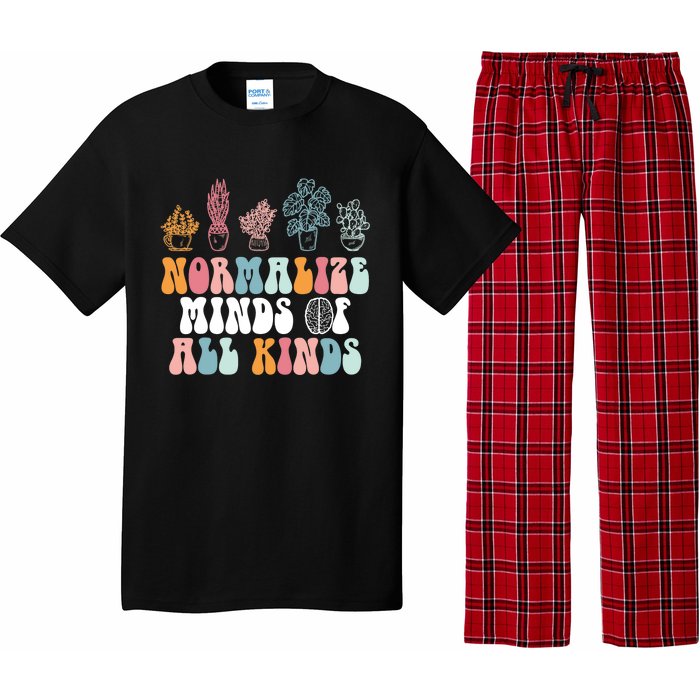 Normalize Minds Of All Kinds Groovy Retro Autism Awareness Pajama Set